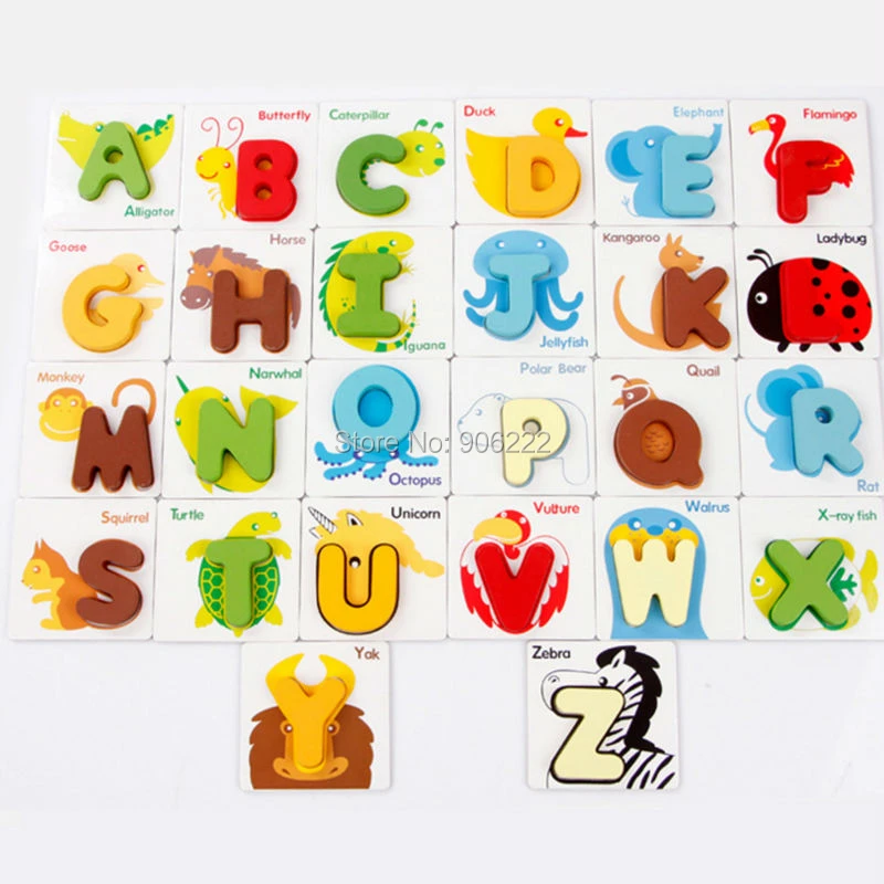 stks Houten Engels Woorden Alfabet Vroege Brief Puzzel Artikelen Speelgoed|early education|letter puzzleearly learning educational toys - AliExpress