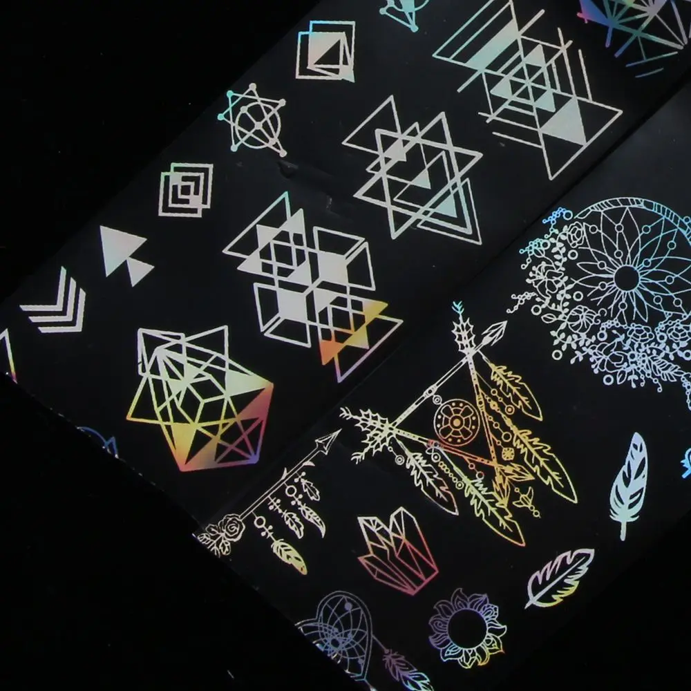 

8x Holographic Nail Foil Dreamcatcher Geometric Xmas Nail Art Transfer Stickers