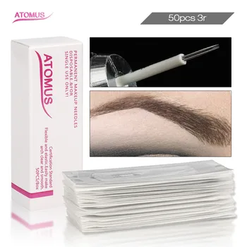 

50pcs 3R Agujas Microblading Tattoo Needle Semi Permanent Makeup Microblading Blade Manual Pen Needle Tattoo Accessory Supply