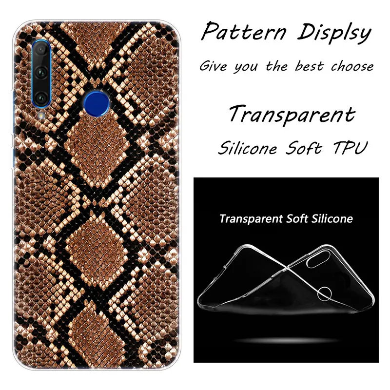 Популярный Мягкий силиконовый чехол для телефона с леопардовым принтом змеиной кожи для huawei Honor 20 20i 10 9 8 Lite 8X 8C 8A 8 S 7 S 7A Pro View 20 Fashion