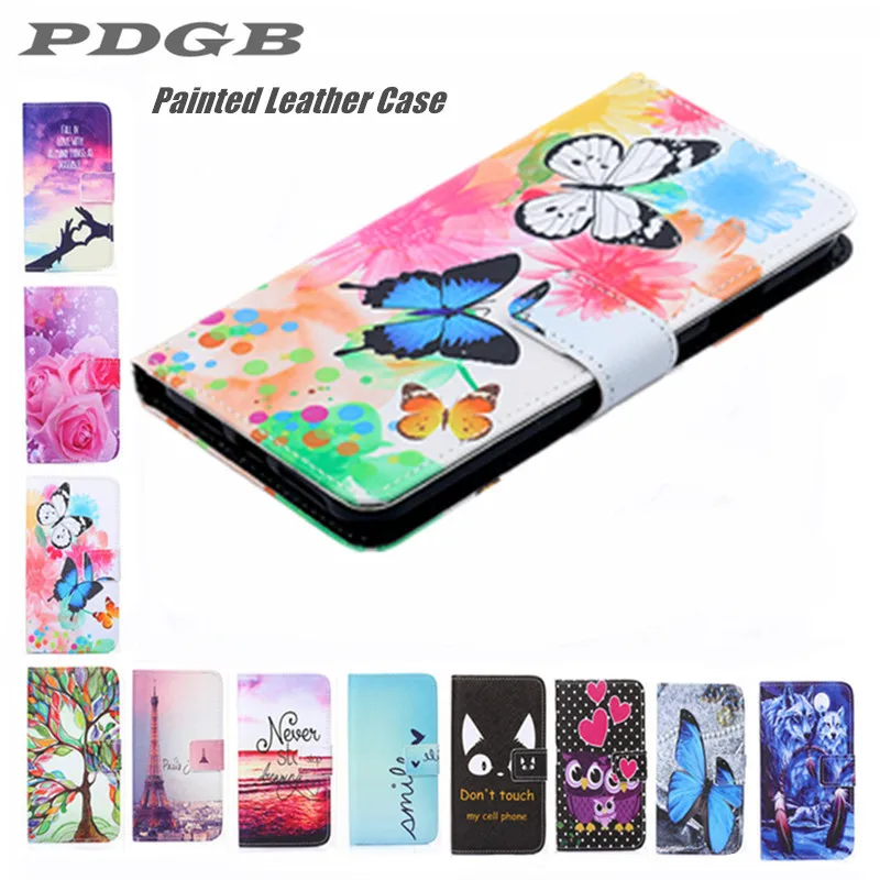 

PDGB Painted Wallet Leather Case for ZTE Blade A520 A530 A6 L7 V8 Mini V9 Vita Nubia N1 N2 Lite M2 Z17 Z18 M3 Color Flip Cover