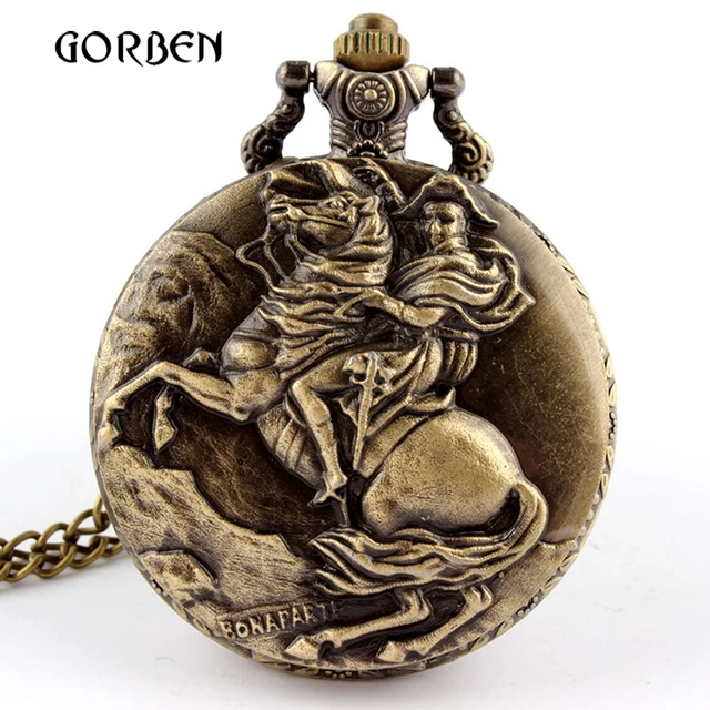 Antique Emperor Napoleon Pocket Watch Ride Horse Bronze Quartz Pocket Fob Watche Antique Emperor Napoleon Pocket Watch Ride Horse Bronze Quartz Pocket Fob Watche