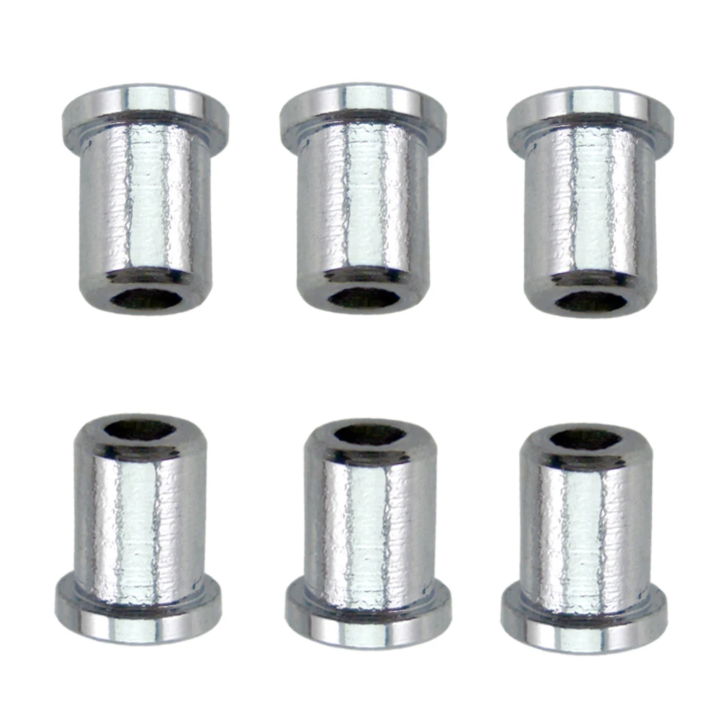 

6 pieces Guitar String Mounting Ferrules Through Body Bushing for Electric Guitar Replacement Part Silver
