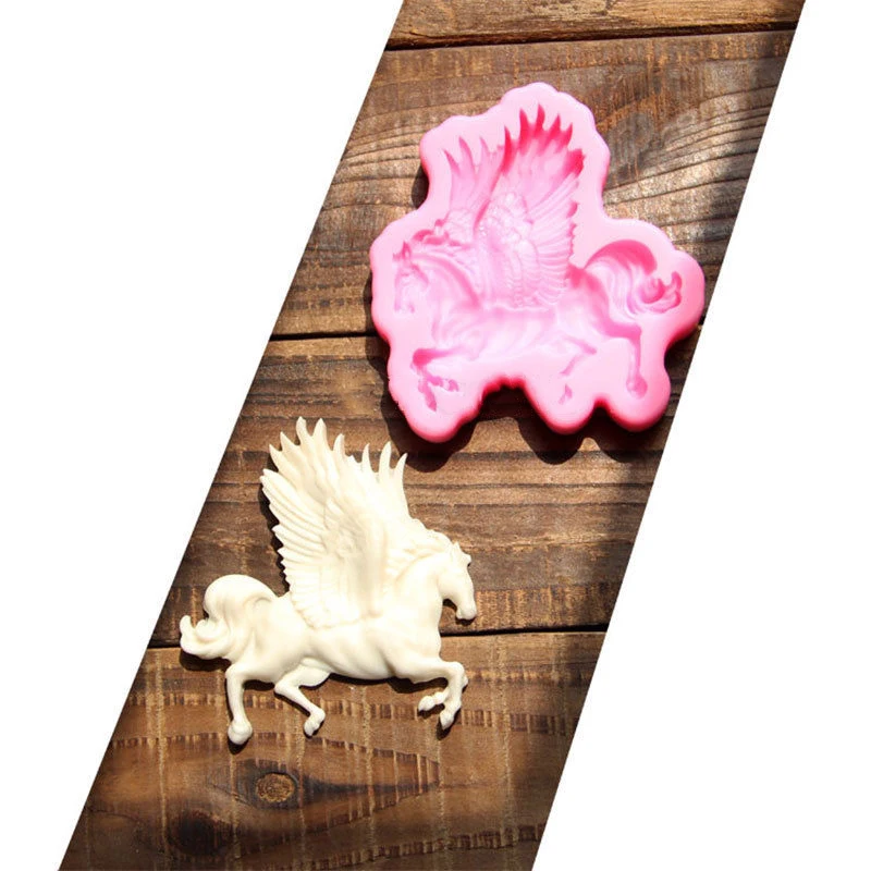 JX-LCLYL New Silicone Pegasus Horse Fondant Mould Cake Chocolate Soap Sugarcraft DIY Mold