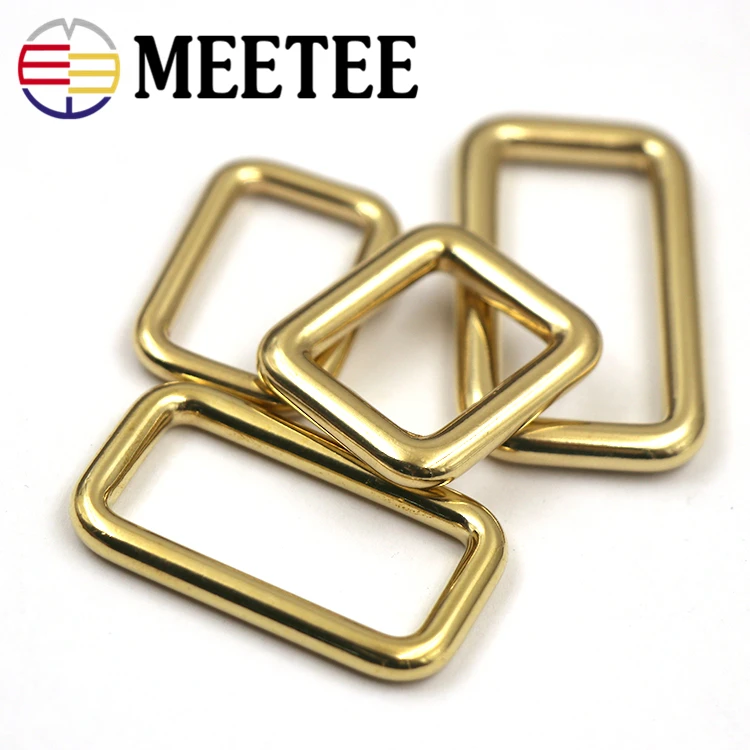 

5pcs/lot Pure Brass Square Buckle Seamless Package Link Rectangle Copper Luggage Diy Hardware Accessories Adjustment Ring BD003