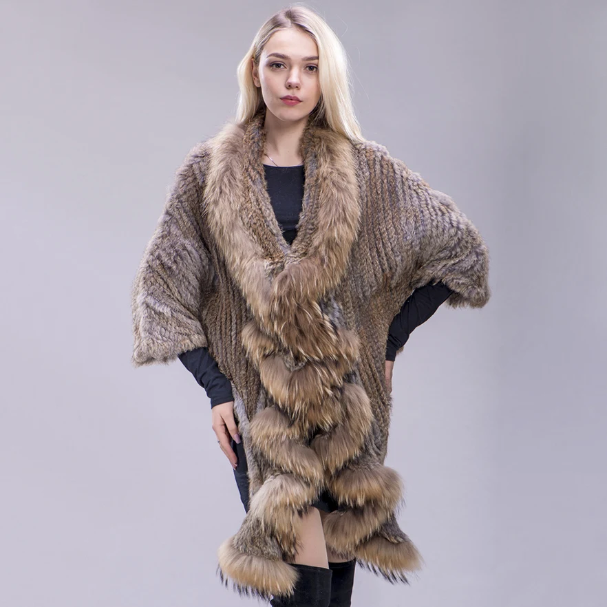 Fxfurs Knitted Knit New Real Rabbit Fur Coat Overcoat Jacket Women S Winter Warm Genuine Fur