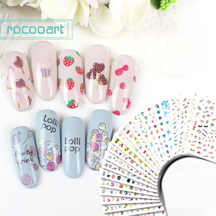 

SE001-050 2018 New Summer adesivo de unha Nails Art Sticker Feathers Flamingos Nail Wrap Sticker Foil Decals Manicura stickers