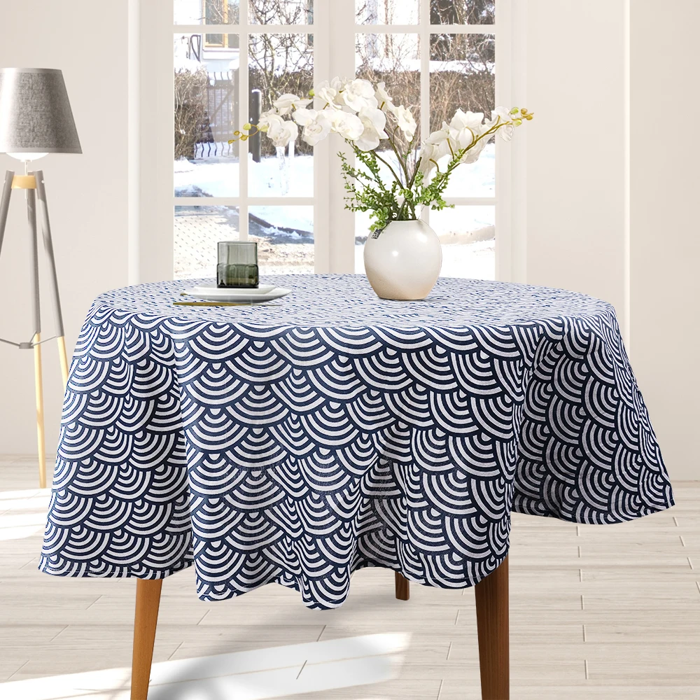 

Urijk Modern Gray Round Table Cover Cotton Linen Tablecloths Nordic Style Round Table Cloths Home Decorative 150CM