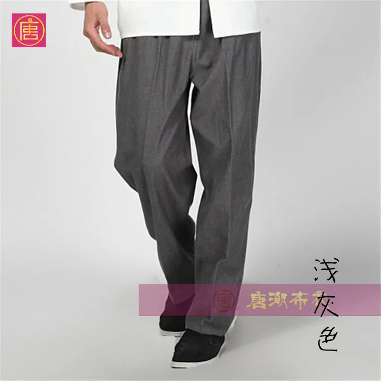 Спортивные брюки для кунг-фу из чистого хлопка, Мужские дышащие брюки в традиционном китайском стиле для отдыха
