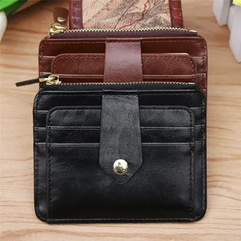 

1PC Retro Men Women Faux Leather Short Wallet Cash Card Organizer Mini Coin Purse Holder Zipper Money Bags Wallets 2 Colors