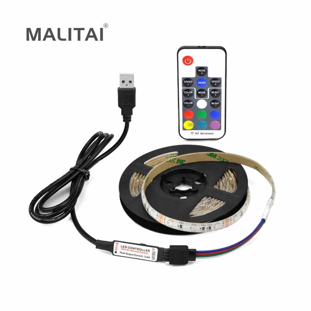 

2835 RGB LED Strip Waterproof DC 5V USB LED Light lamp Strips Flexible Tape 50CM 1M 2M 3M 4M 5M With Remote For PC TV Background