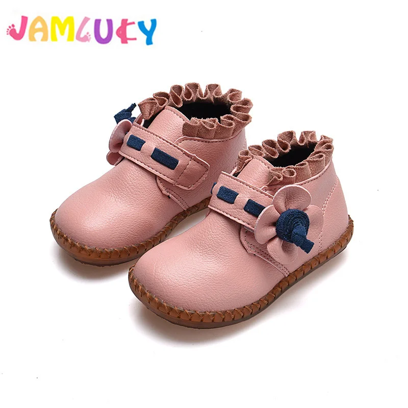

Children Shoes For Girls Spring Leather Boots Soft Kids Princess Flower Shoes Toddler Girl Anti-Slippery Kid Girl Spring Shoes