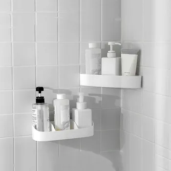 

Bathroom Shelf Adhesive Storage Rack Corner Holder Shower Gel Shampoo Organizer Basket Kitchen Home Decoration Bathroom Tool
