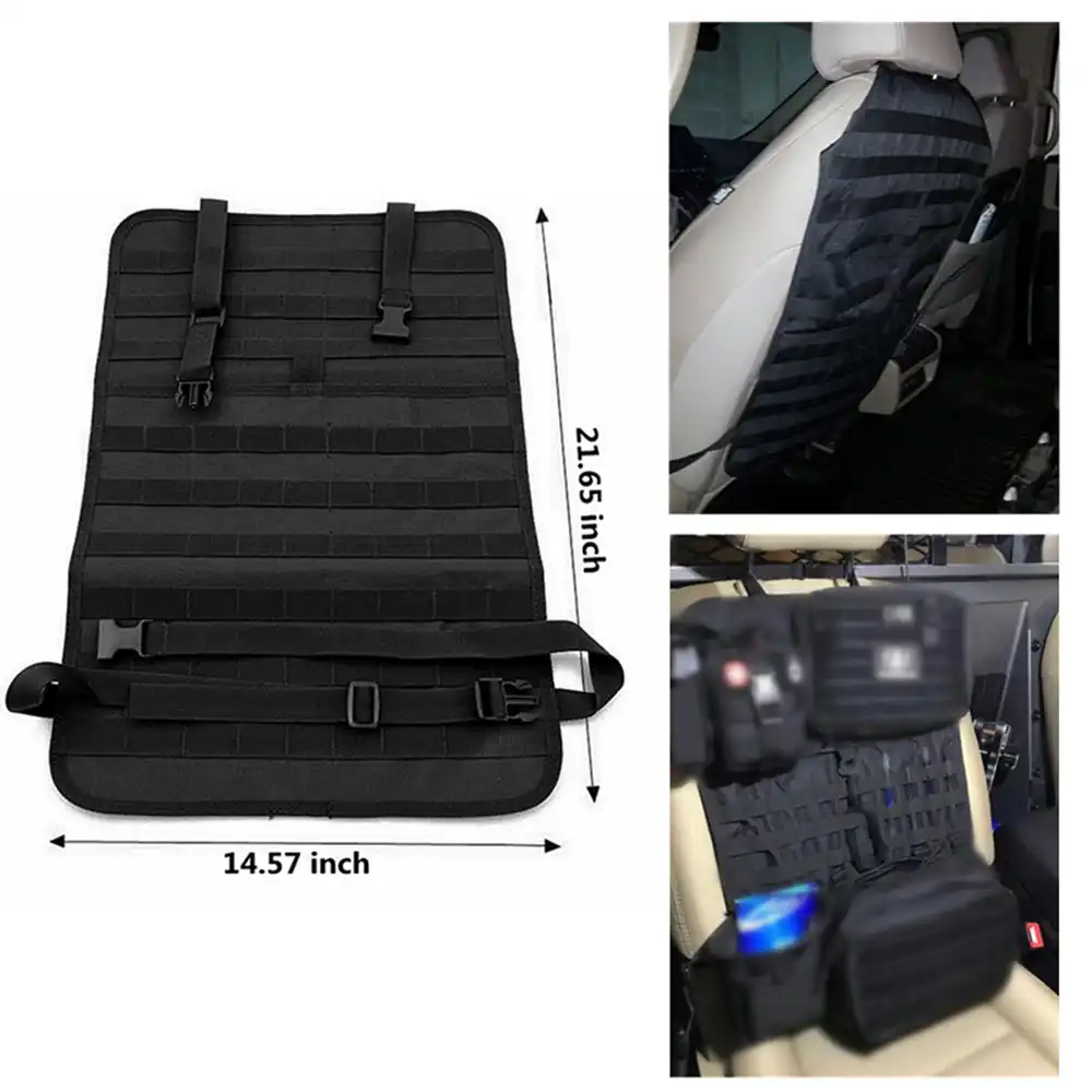 AIRSOFTPEAK Car Backseat Organizer Tactical Molle Panel Seat Back Protector Cover Nylon Vehicle Car Back Seat Cover Pocket Storage