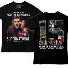 15 лет сверхъестественного 2005 2 стороны печать ручной работы футболка дизайн хлопок мужская футболка дизайн Топ тройник