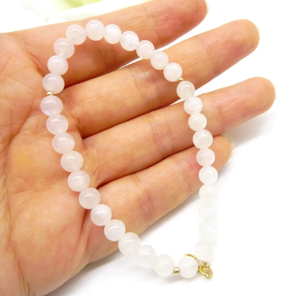 

Pure Natural moonstone Faceted beads bracelet ice cream bracelet blue light flashing lap bracelet girl's Jewellry