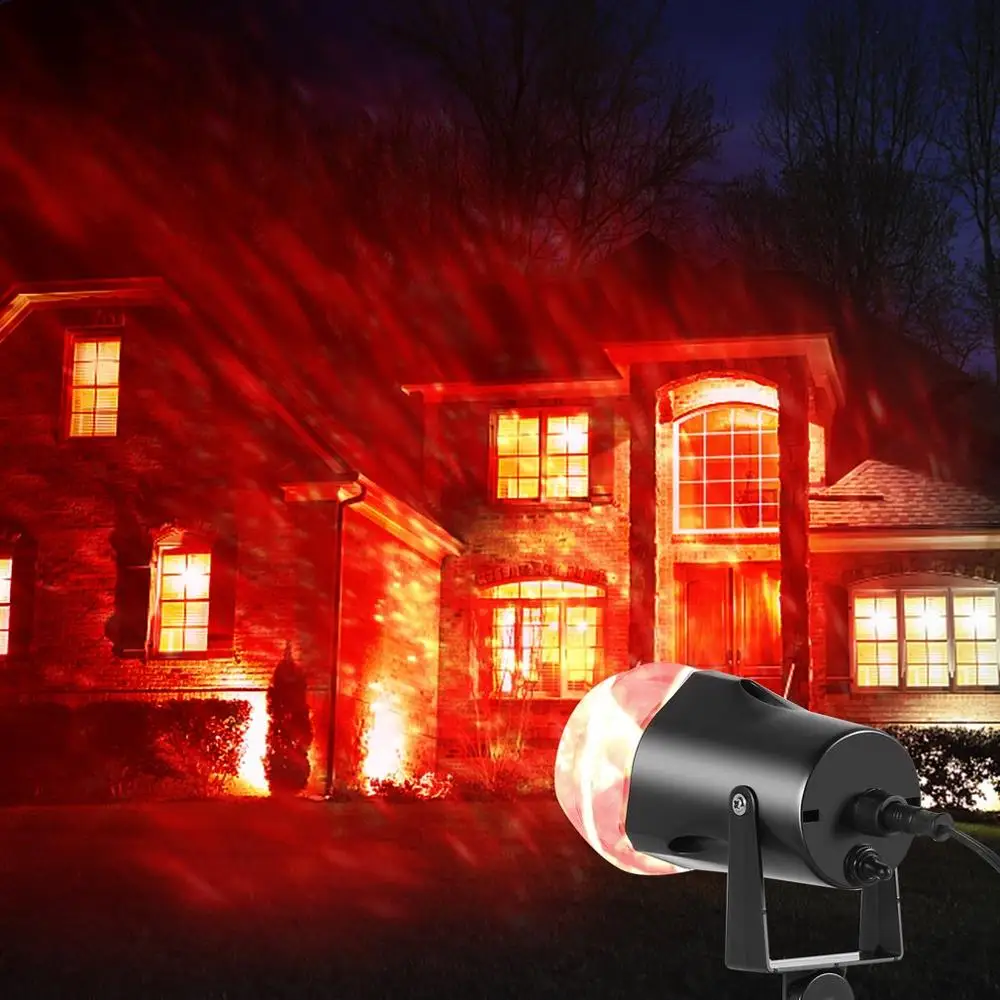 

Waterproof Magical Spotlight Rotating Led Projector Light with Flame Lightings for Christmas Festival Decorations (Red+green)