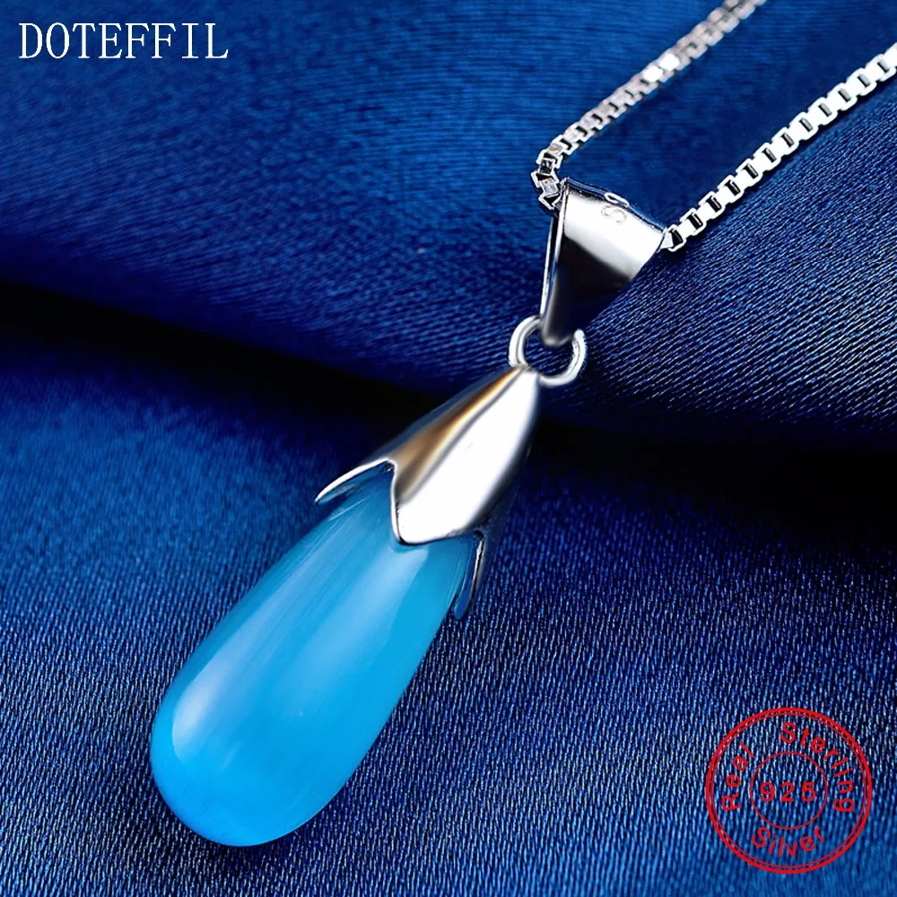 Женское ожерелье из серебра 925 пробы с подвеской в виде капли воды|sterling silver