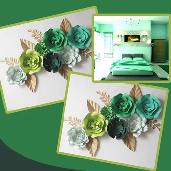 

DIY Green Giant Paper Flowers Backdrop Artificial Handmade Flower 7PCS+Leaves 7PCS Wedding & Party Deco Home Decoration Video