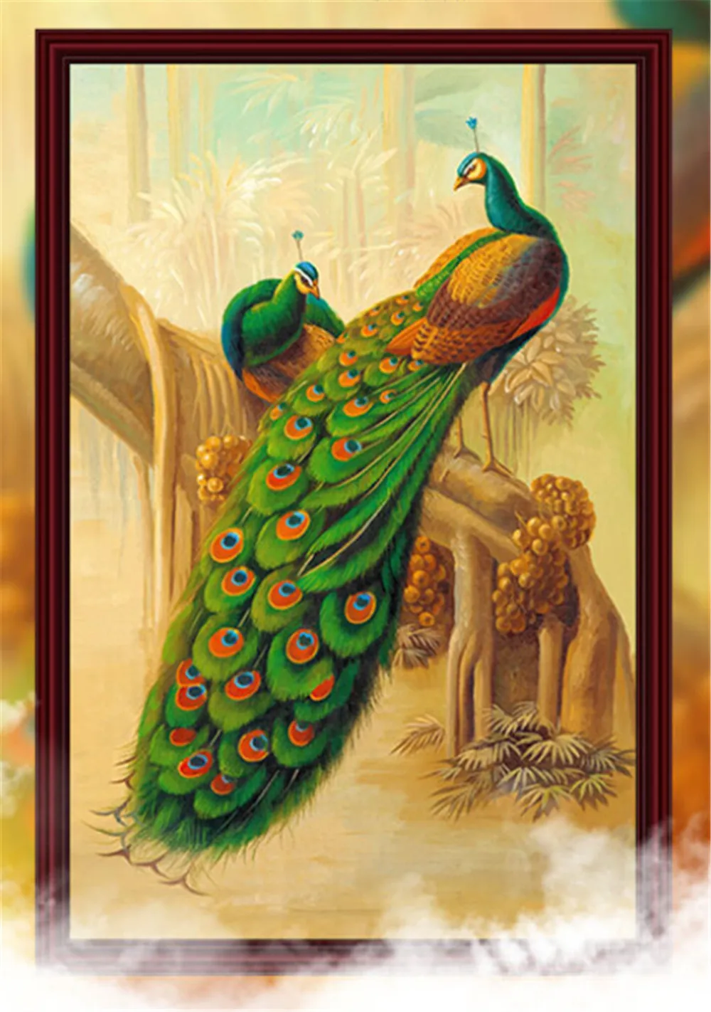 2018 Limited Real Paintings Peacock 5d Diamond Painting Mosaic Needlepoint Rhinestones ...