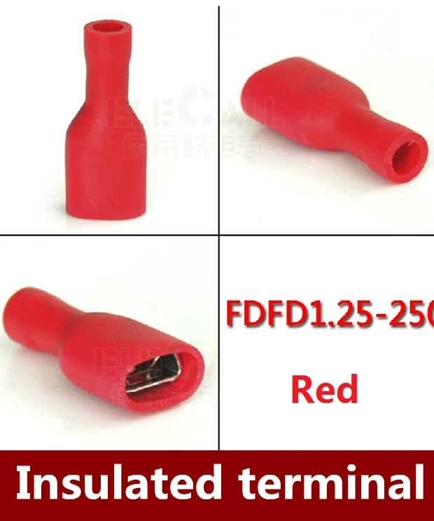 

Бесплатная доставка 1000 шт./лот FDFD1.25-250 22-16AWG полностью изолированный женское повседневное красное пуховое пальто электрические Лопата для обжима терминалы соединителя