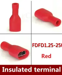 Бесплатная доставка 1000 шт./лот fdfd1.25-250 22-16awg полностью изолированный красный женский электрические Лопата обжимной разъем Терминалы