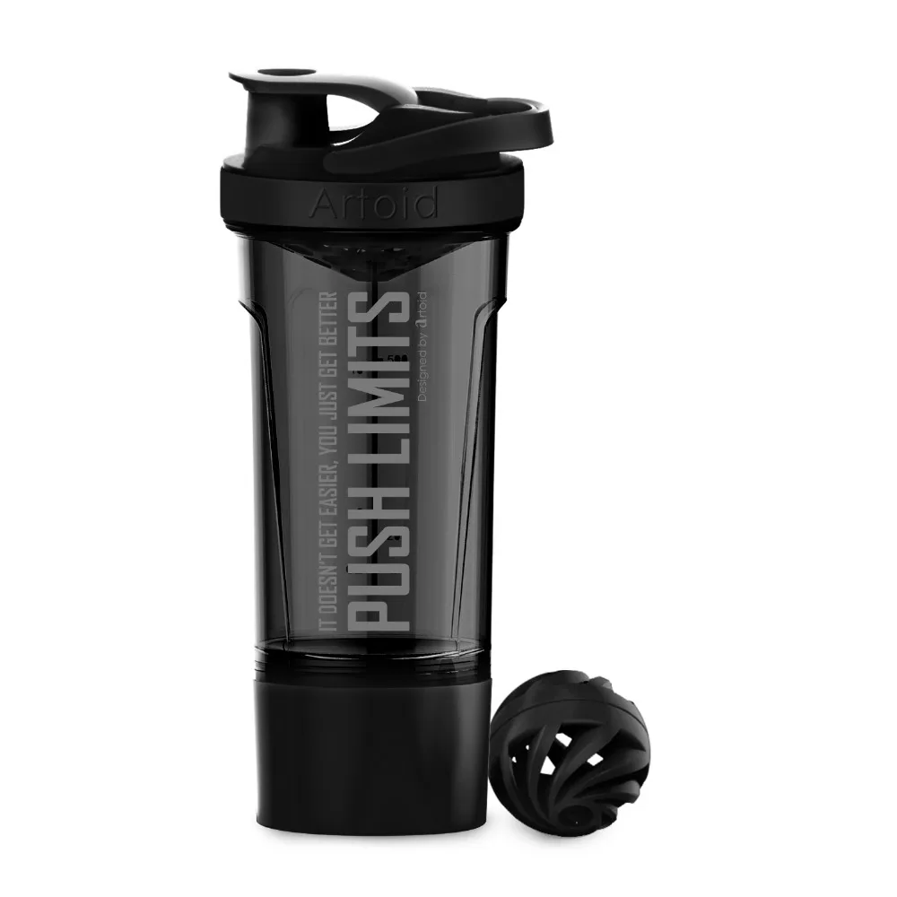 720ml inspirational sports protein shaker bottle dual