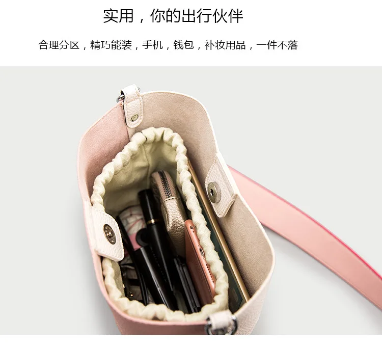 Контрастный Цвет Блокировка шнурок заклепки ведро сумки через плечо сумки на плечо для женщин женские из микрофибры кожа шпильки
