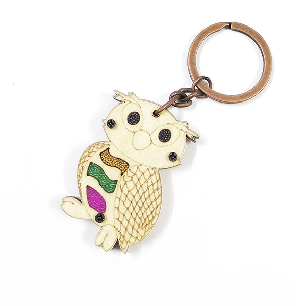 Мультфильм брелок для ключей мышь для женщин Девушка декоративный деревянный брелок Шарм Подвеска ювелирные изделия брелок сумка Acessory Фабрика оптовые - Цвет: owl key chain