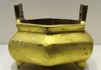 

Marked old Chinese buddhism temple Bronze 24K Gold Joss incense burner Censer