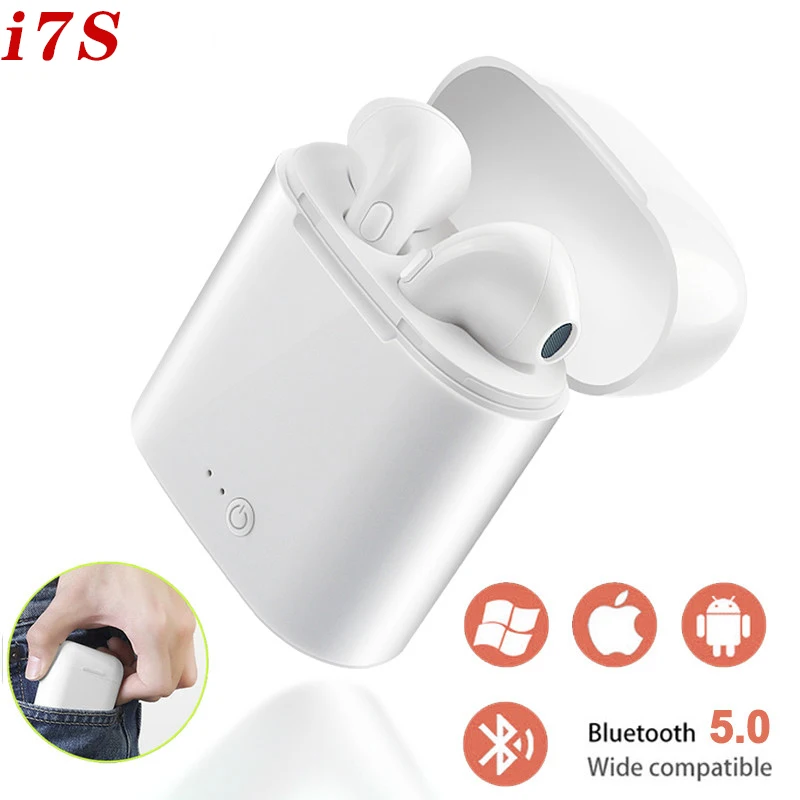 Беспроводные наушники i7s TWS Bluetooth 5 0 вкладыши с зарядным боксом микрофоном мини