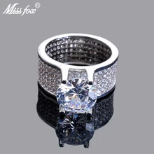 Missfox Punk Fashion New Ring Blingbling AAA Big Cubic Zircon Gold Silver Color Classic Rings High Quality Men Size 8-12