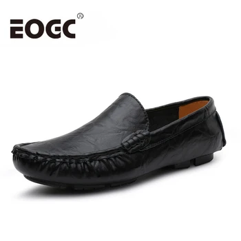 

Plus Size 37-49 Men Loafers Genuine Leather Shoes Men Driving Shoes Moccasins Business men's flats shoes Black Men Shoes