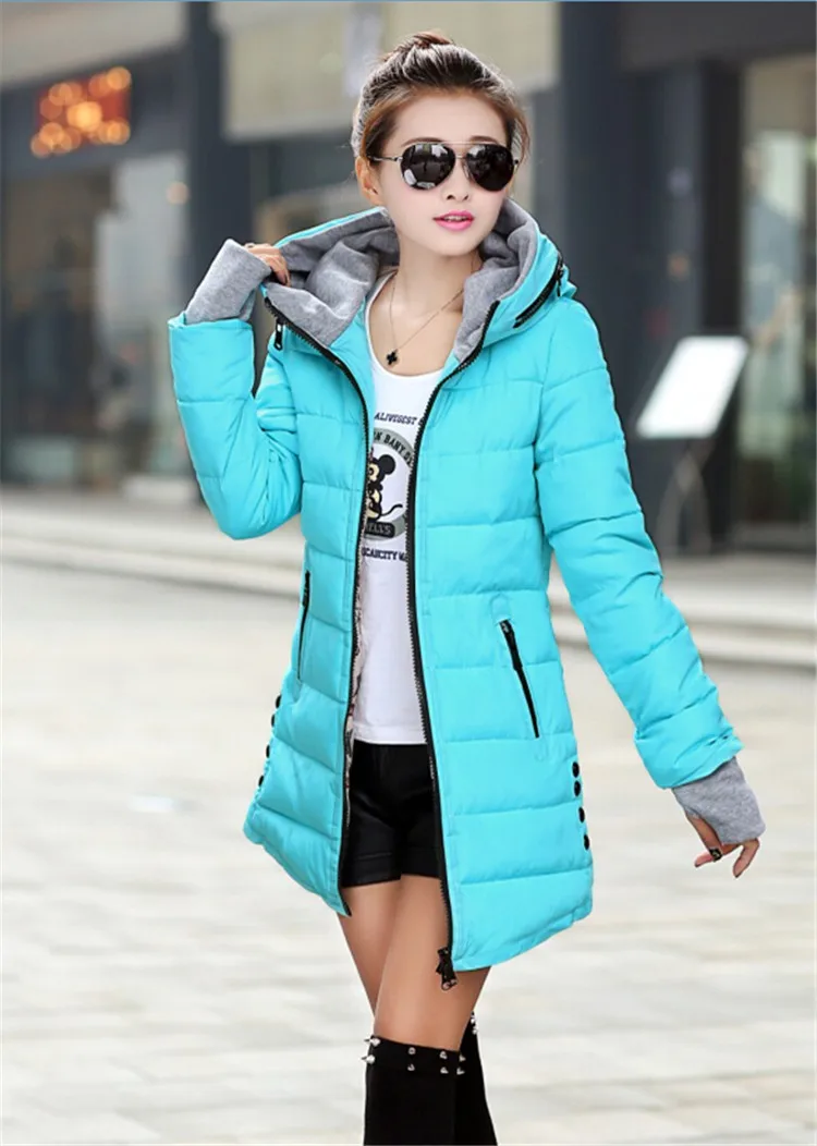 Winter New Down Jackets Women Warm Slim Long Paragraph Solid Color Thicker Fashi