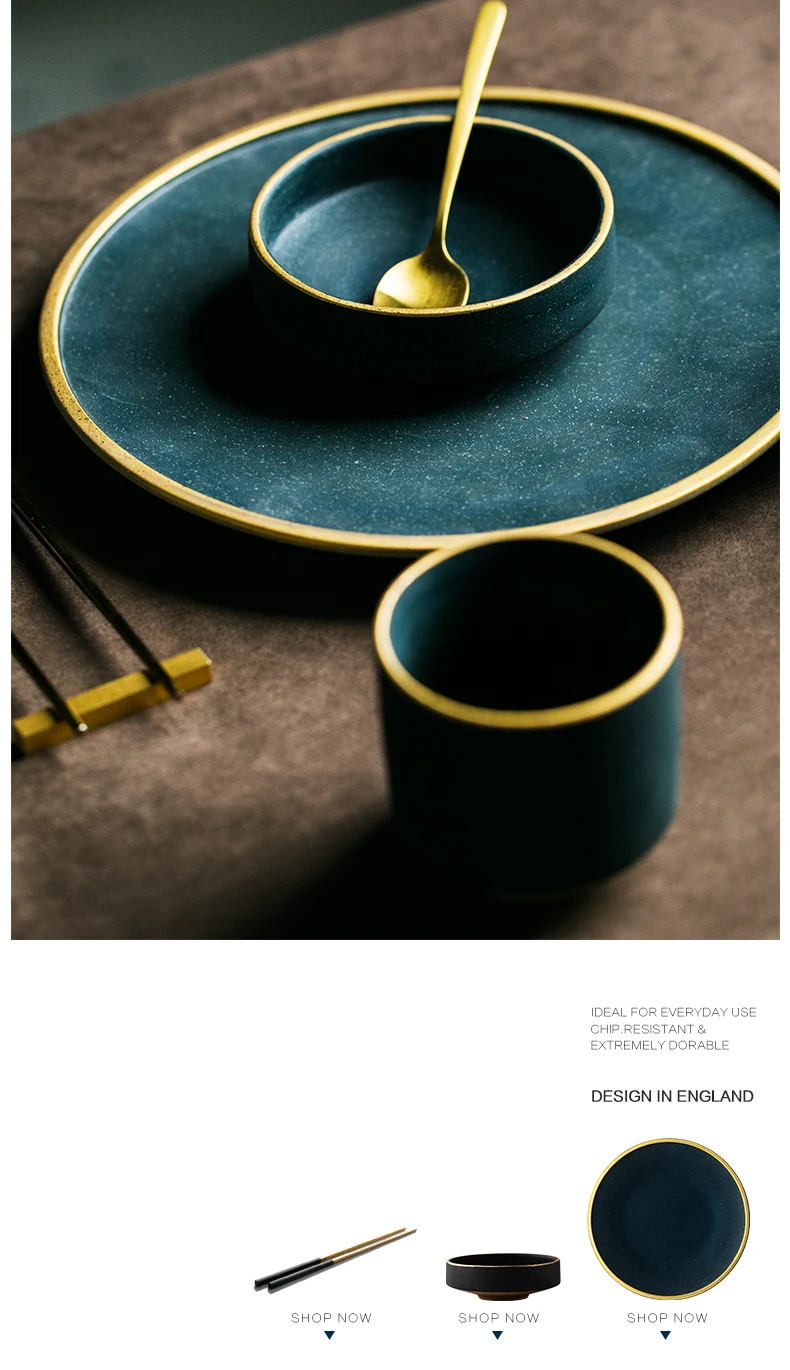 Винтажная керамическая посуда тарелки и миски керамические золотые инкрустационные тарелки стейк еда блюдо набор фарфоровых тарелок