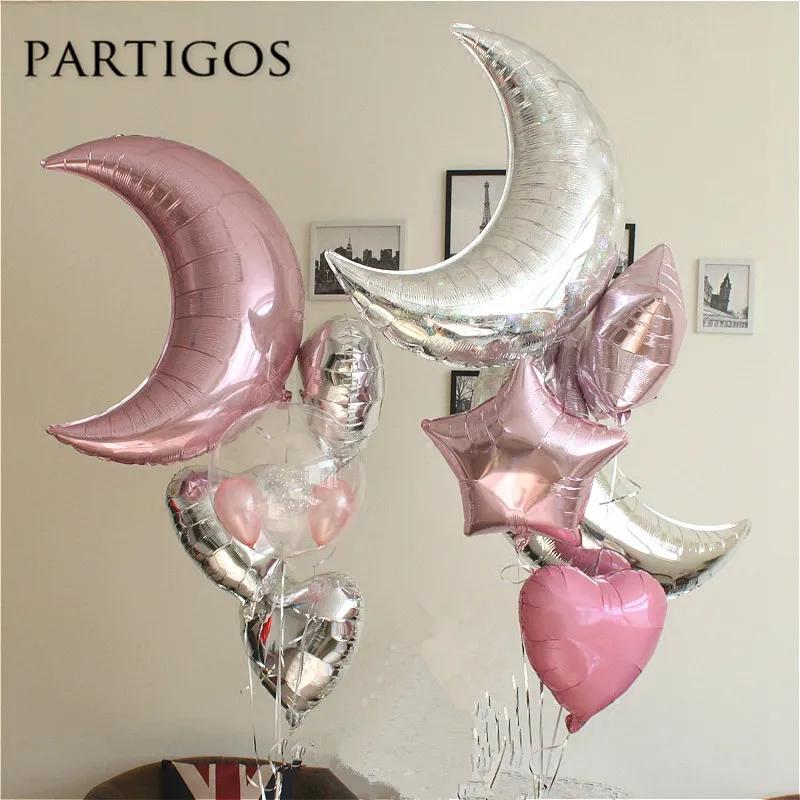 

13pcs/lot Pure Large Moon Star Heart Balloons 18 Inch Bubble Clear PVC Balloon Wedding Birthday Party Decor Helium Globos Gifts