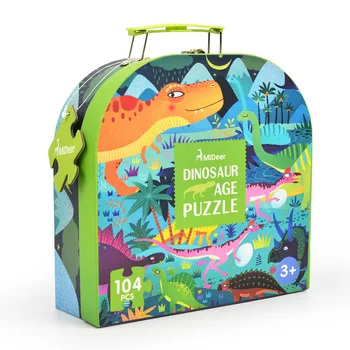 

104pcs Children Dinosaur Puzzle Science Puzzle Cartoon Animal Puzzle Toy Kids Early Education Toy Gift Box