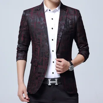

2019 autumn new men's casual blazer lattice Slim blazer blazer jacket