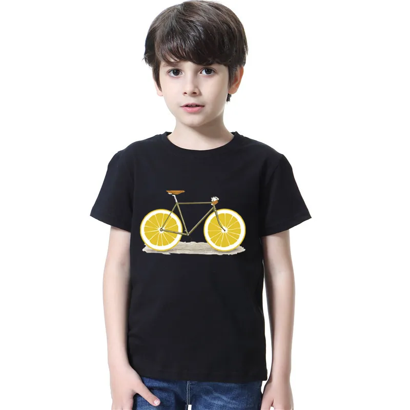 

Funny Cool Lemon Fruit Bicycle Boys Girls T Shirt Kids Fashion 100% Cotton Tops Summer Short Sleeve Pineapple T Shirt 3-14y