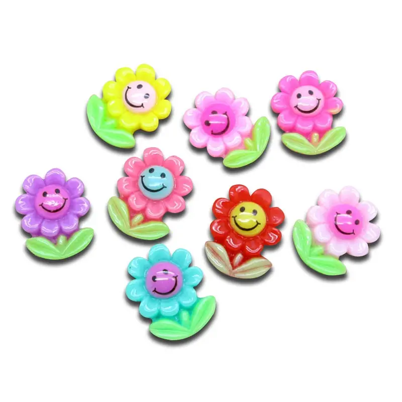 

LF 50Pcs Mixed Resin Flower Decoration 19mm Crafts Flatback Cabochon Embellishments For Scrapbooking Hair Clips Diy Accessories