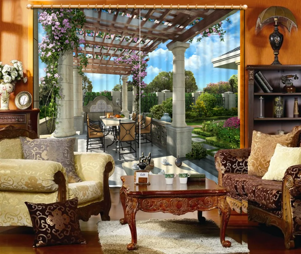 Europen 3D Design Curtain pavilion Sheer Curtains For The Living room