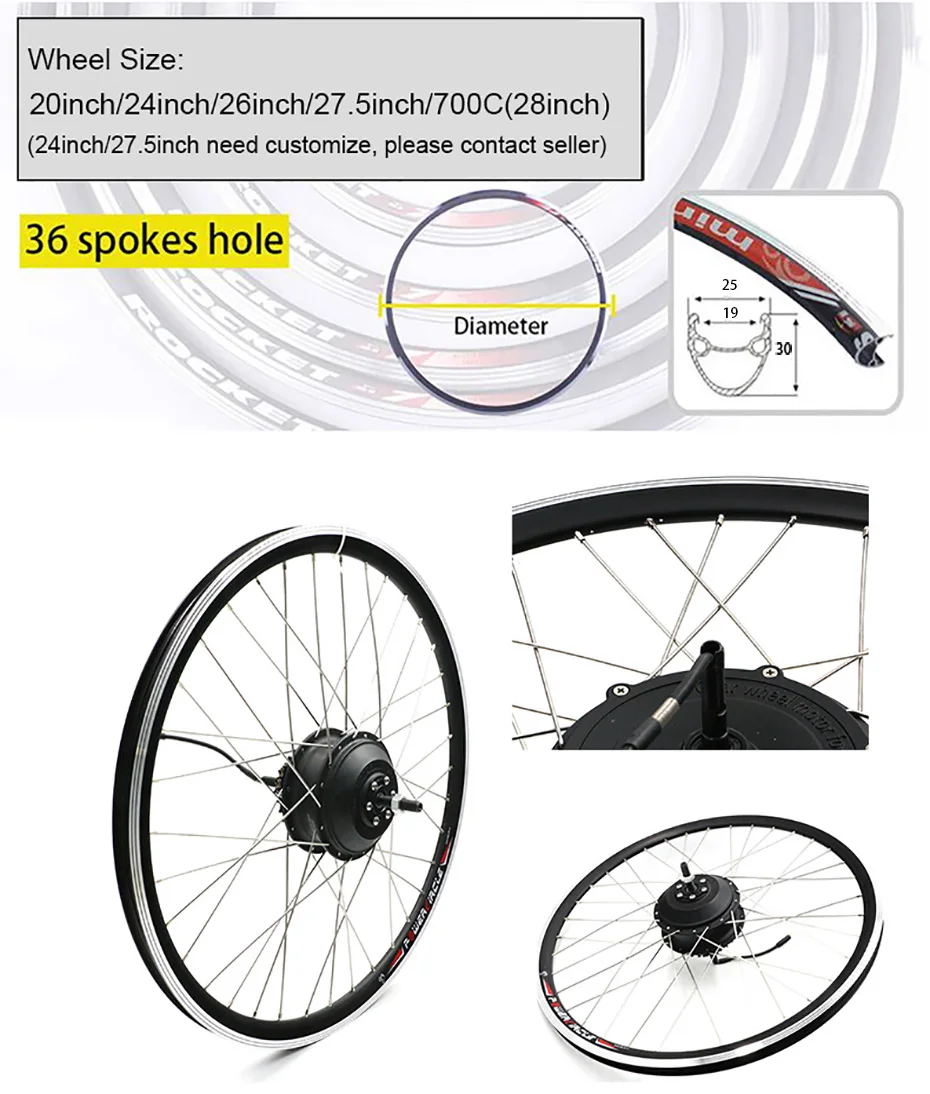 Flash Deal 36V 250W  48V 350W ebike Kit Electric Bike Conversion Kit Motor Wheel Brushless Gear Hub Motor bicicleta electrica Free Shipping 2