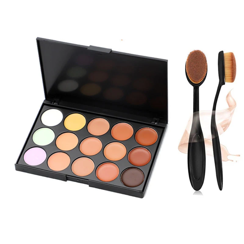 

15 color Concealer Contouring Makeup Kit Cream Based Professional Concealer Palette Make up Set Pro Palette brush Sponge Puff df