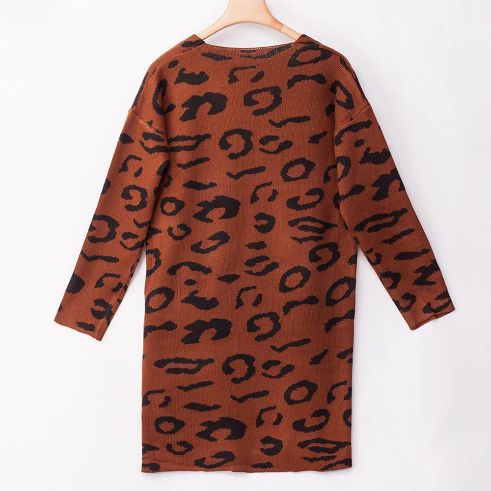 CALOFE New Long Cardigan Sweater Leopard Printed Long Sleeve Knitwear Women Sweater Autumn Sweater Harajuku Sueter Mujer