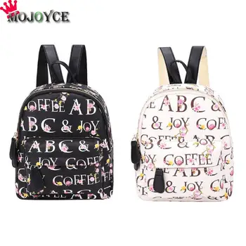 

New Preppy Cute Women Letters Printed Mini Backpacks Fashion Girls PU Leather Casual Zipper Shoulder Schoolbag