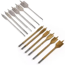 New 6pcs/set 10mm-25mm Flat Drill Long High-carbon Steel Wood Flat Drill Set Woodworking Spade Drill Bits Woodworking Hand Tool