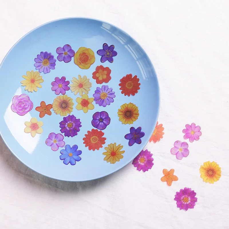 

40pcs/bag Kawaii Stationery Stickers Petals Beautiful PVC Flowers Stickers For Phone Decoraitons Diary Scrapbooking Kids Gift