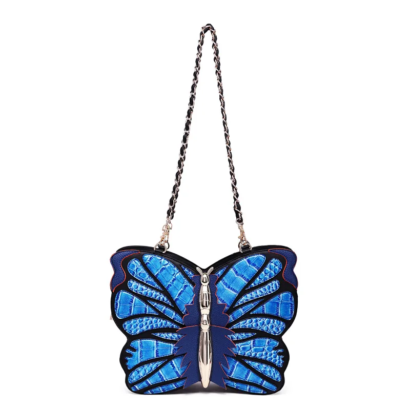 

2019 women's handbag portable multifunctional bag color block decoration butterfly bag three-dimensional
