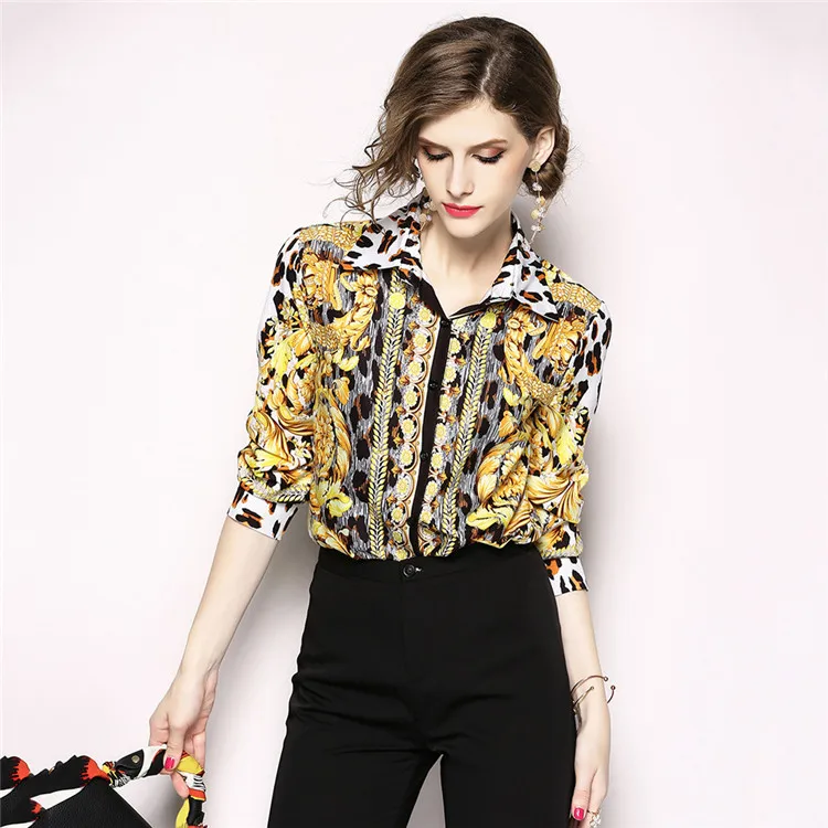 Винтажные блузки, рубашки, Женские топы и блузки, Подиумные топы для девушек, высокое качество, женская мода, Camisa Blusas Mujer De Moda - Цвет: style 2