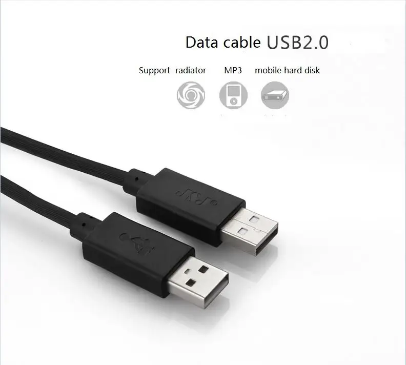 Двойной ползунок Переносной жесткий диск usb2.0 кабель для передачи данных с двумя портами usb разъем провода jsj jf-usb41